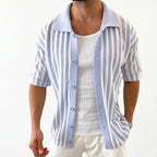 Oldevaine | Men's Cotton Striped Polo Shirt Knitted - optimize