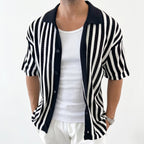 Oldevaine | Men's Cotton Striped Polo Shirt Knitted - optimize