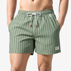 Oldevaine | Men's Striped Swim Shorts with Drawstring and Pockets - optimize