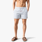 Oldevaine | Men's Striped Swim Shorts with Drawstring and Pockets - optimize