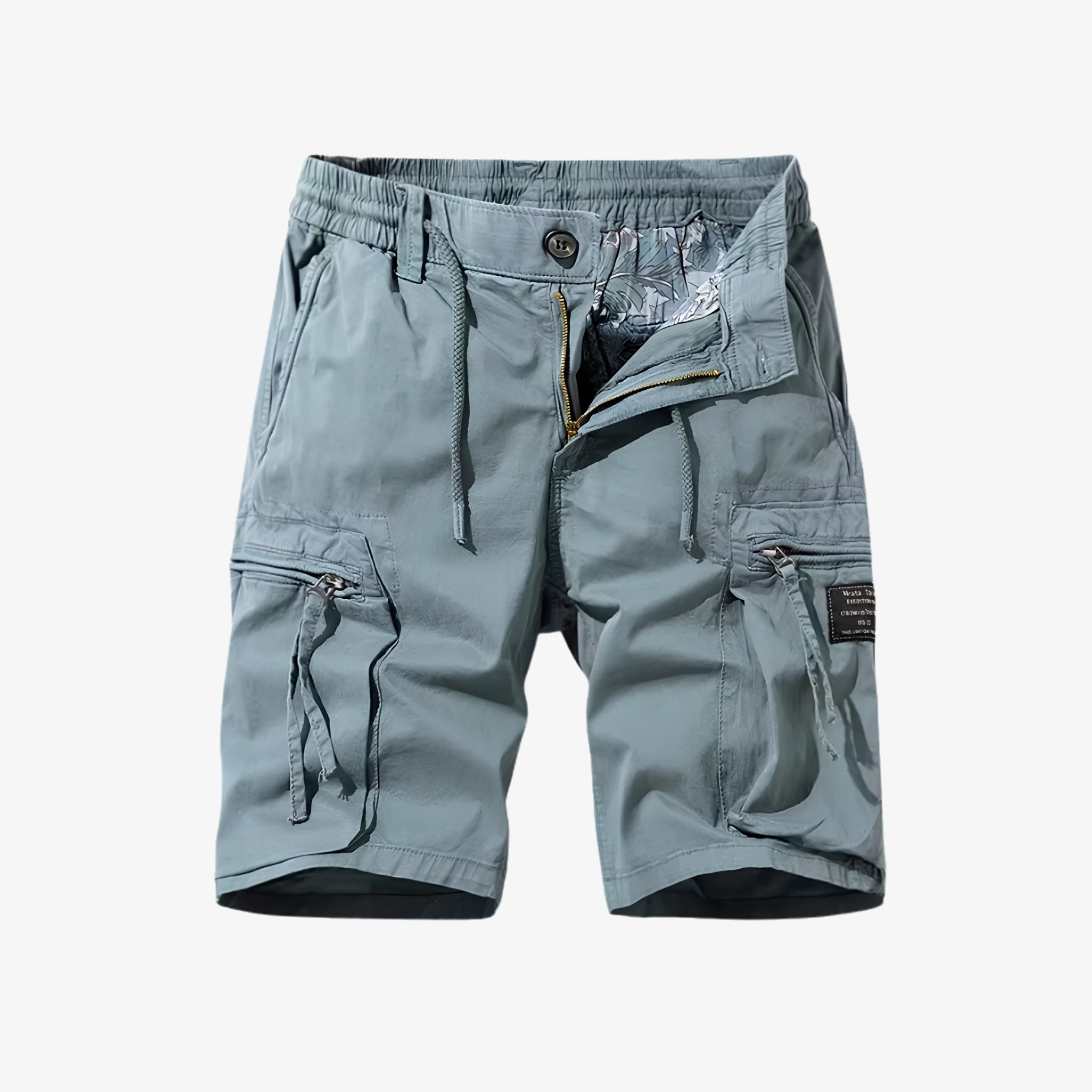 Oldevaine | Men's Multi-Pocket Cargo Shorts with Drawstring Waist - optimize