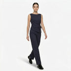 Oldevaine | Women's Pinstripe Two Piece Set Wide Leg Trousers and Top - optimize