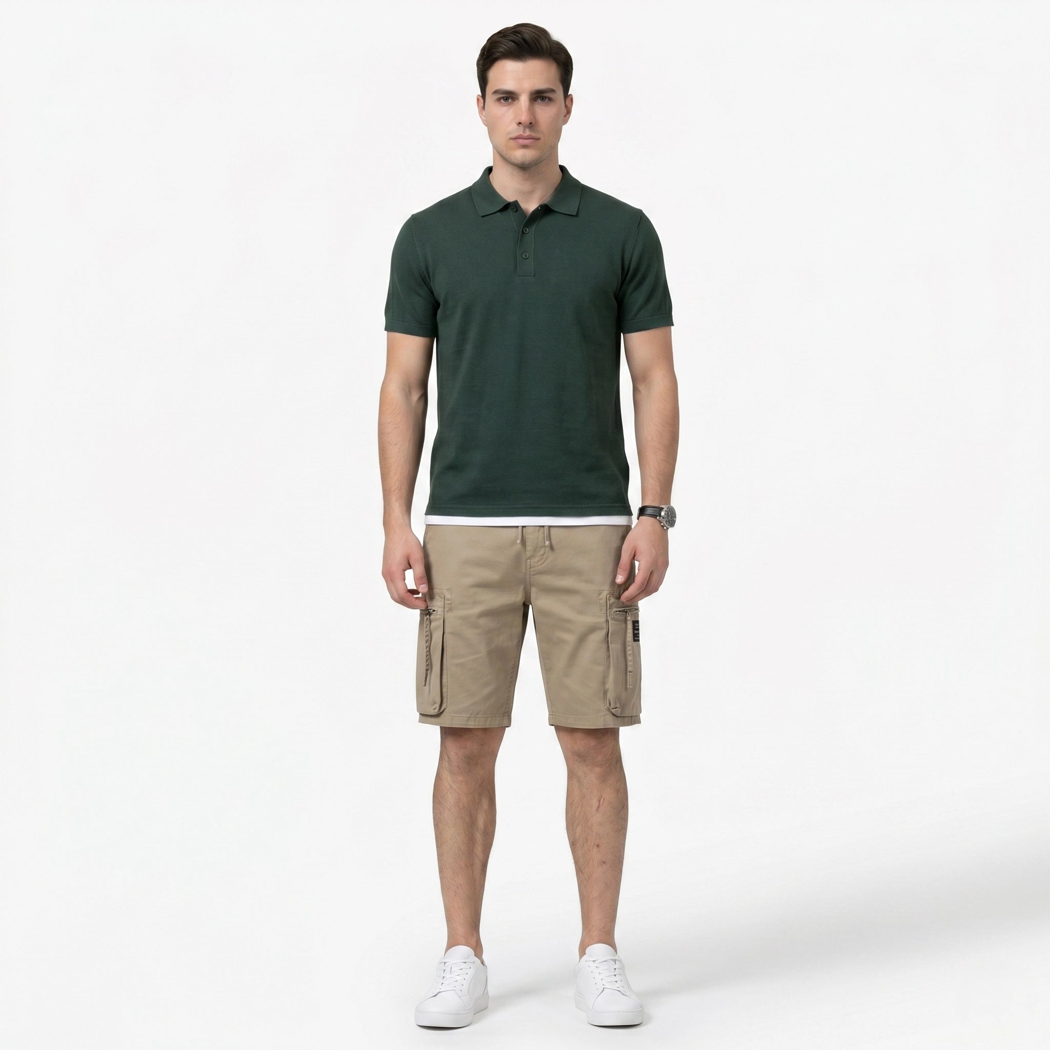 Oldevaine | Men's Multi-Pocket Cargo Shorts with Drawstring Waist - optimize