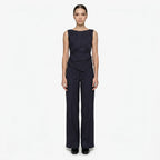 Oldevaine | Women's Pinstripe Two Piece Set Wide Leg Trousers and Top - optimize
