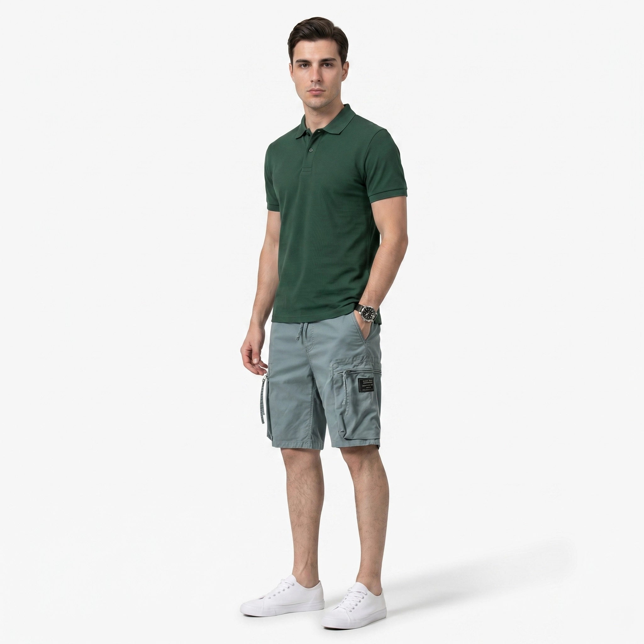 Oldevaine | Men's Multi-Pocket Cargo Shorts with Drawstring Waist - optimize
