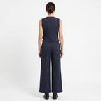 Oldevaine | Women's Pinstripe Two Piece Set Wide Leg Trousers and Top - optimize