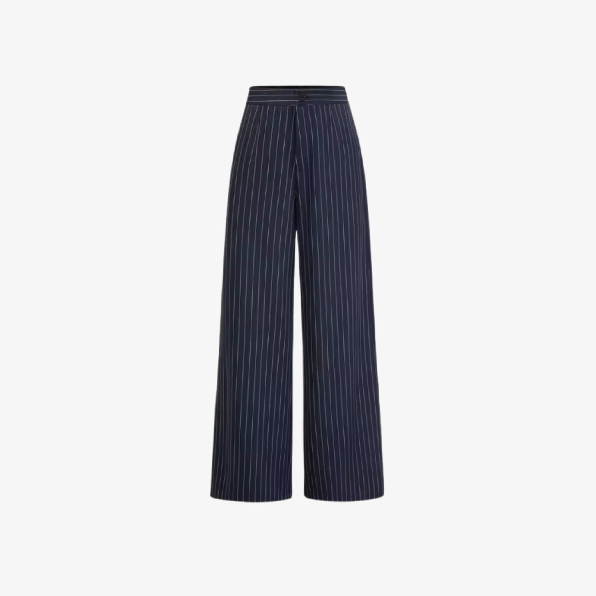 Oldevaine | Women's Pinstripe Two Piece Set Wide Leg Trousers and Top - optimize