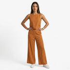 Oldevaine | Two Piece Classic Sleeveless Round Neck Wide Leg Trousers Set - optimize