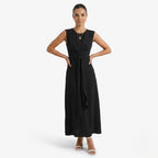 Oldevaine | Women's Sleeveless Tie Waist Midi Dress - optimize