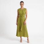 Oldevaine | Women's Sleeveless Tie Waist Midi Dress - optimize