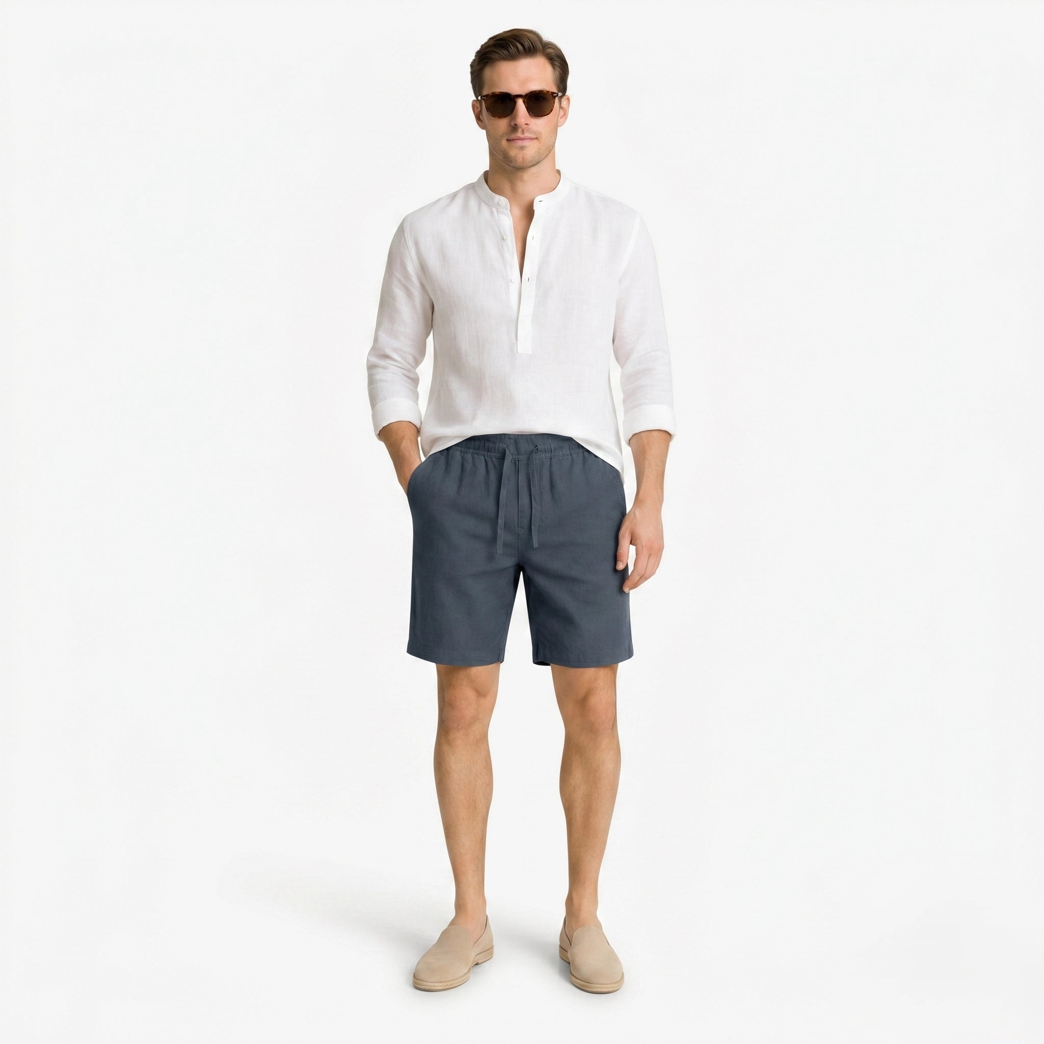 Oldevaine | Men's Casual Drawstring Waist Relaxed Fit Shorts - optimize