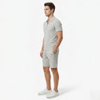 Oldevaine | Two Piece Men's Zip Polo T-Shirt & Drawstring Shorts Set - optimize