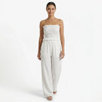 Oldevaine | Two Piece Shirred Bandeau Top and Wide Leg Trousers Set - optimize