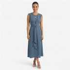 Oldevaine | Women's Sleeveless Tie Waist Midi Dress - optimize