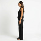 Oldevaine | Two Piece Classic Sleeveless Round Neck Wide Leg Trousers Set - optimize