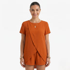 Oldevaine | Two Piece Short Sleeve Layered Top and Shorts Lounge Set - optimize