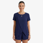 Oldevaine | Two Piece Short Sleeve Layered Top and Shorts Lounge Set - optimize