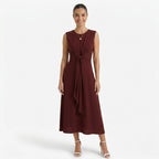 Oldevaine | Women's Sleeveless Tie Waist Midi Dress - optimize