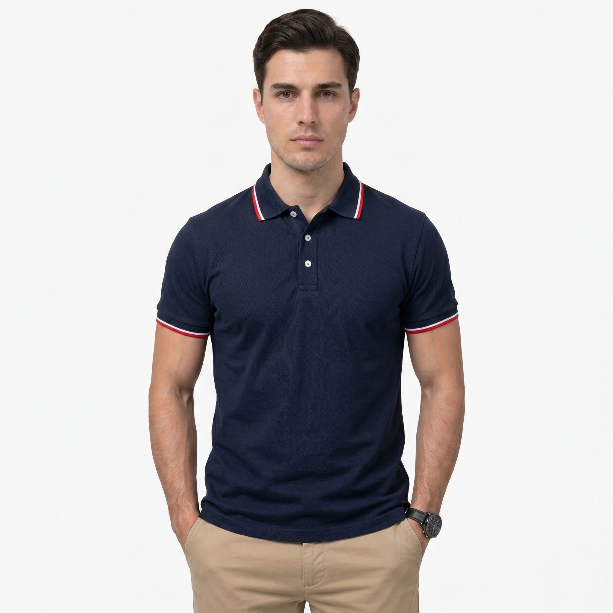 Oldevaine | Men's Contrast Trim Short Sleeve Polo Shirt - optimize