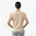 Oldevaine | Women's V Neck Short Sleeve Wrap Front Blouse Top - optimize