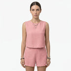 Oldevaine | Women's Two Piece Set Crew Neck Sleeveless Top and Shorts - optimize