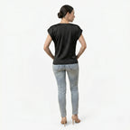 Oldevaine | Women's V Neck Short Sleeve Wrap Front Blouse Top - optimize