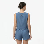 Oldevaine | Women's Two Piece Set Crew Neck Sleeveless Top and Shorts - optimize