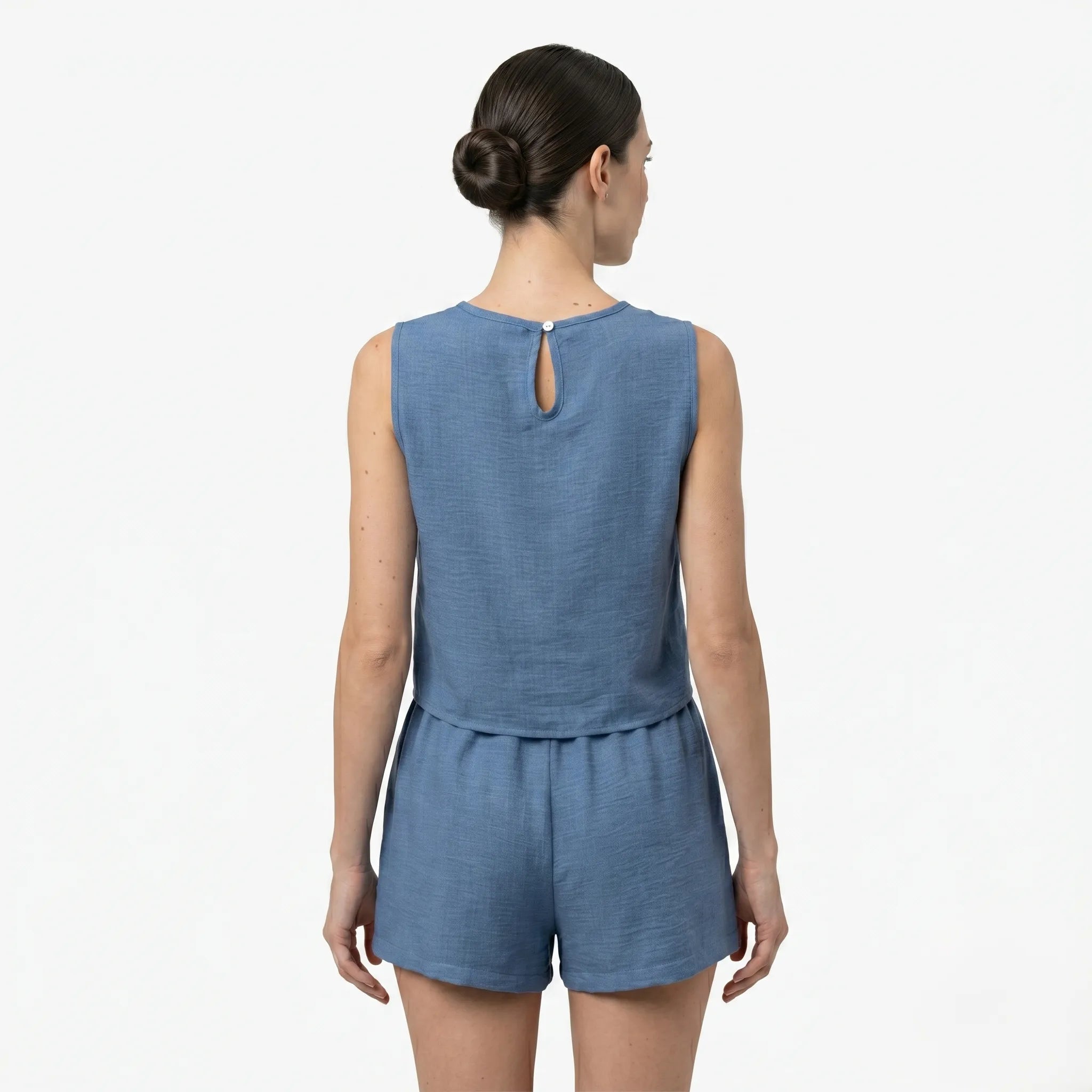 Oldevaine | Women's Two Piece Set Crew Neck Sleeveless Top and Shorts - optimize