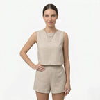 Oldevaine | Women's Two Piece Set Crew Neck Sleeveless Top and Shorts - optimize