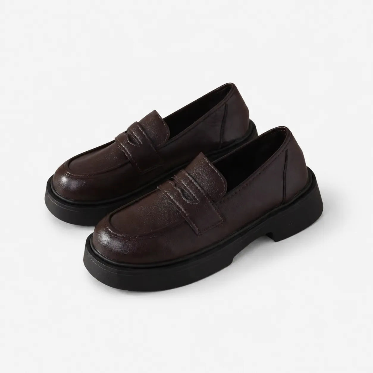 Oldevaine | Women's Leather Platform Loafers Slip On Penny Shoes - optimize