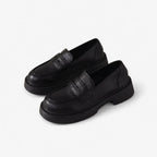 Oldevaine | Women's Leather Platform Loafers Slip On Penny Shoes - optimize