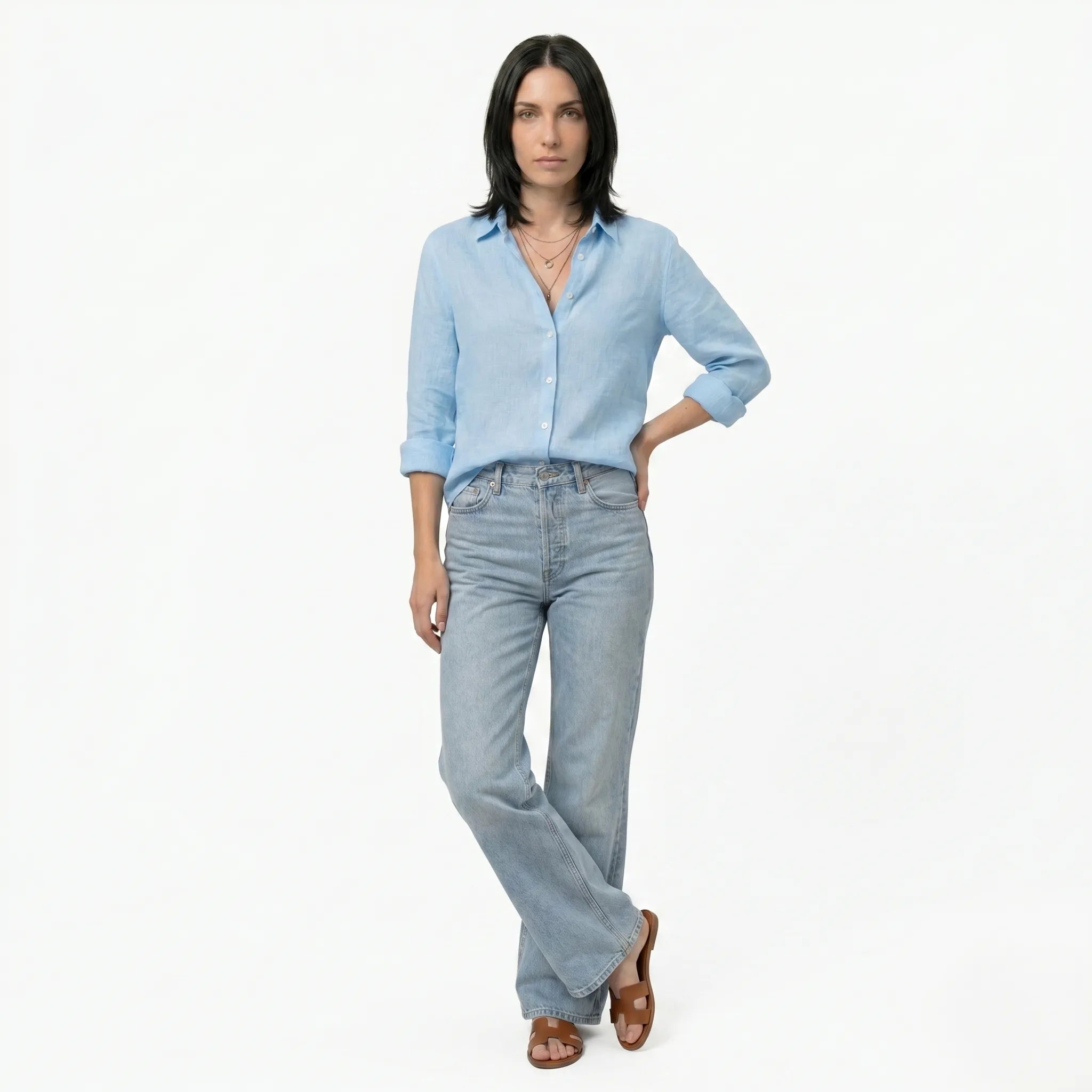 Oldevaine | Women's Button Up Long Sleeve Shirt with Classic Collar - optimize