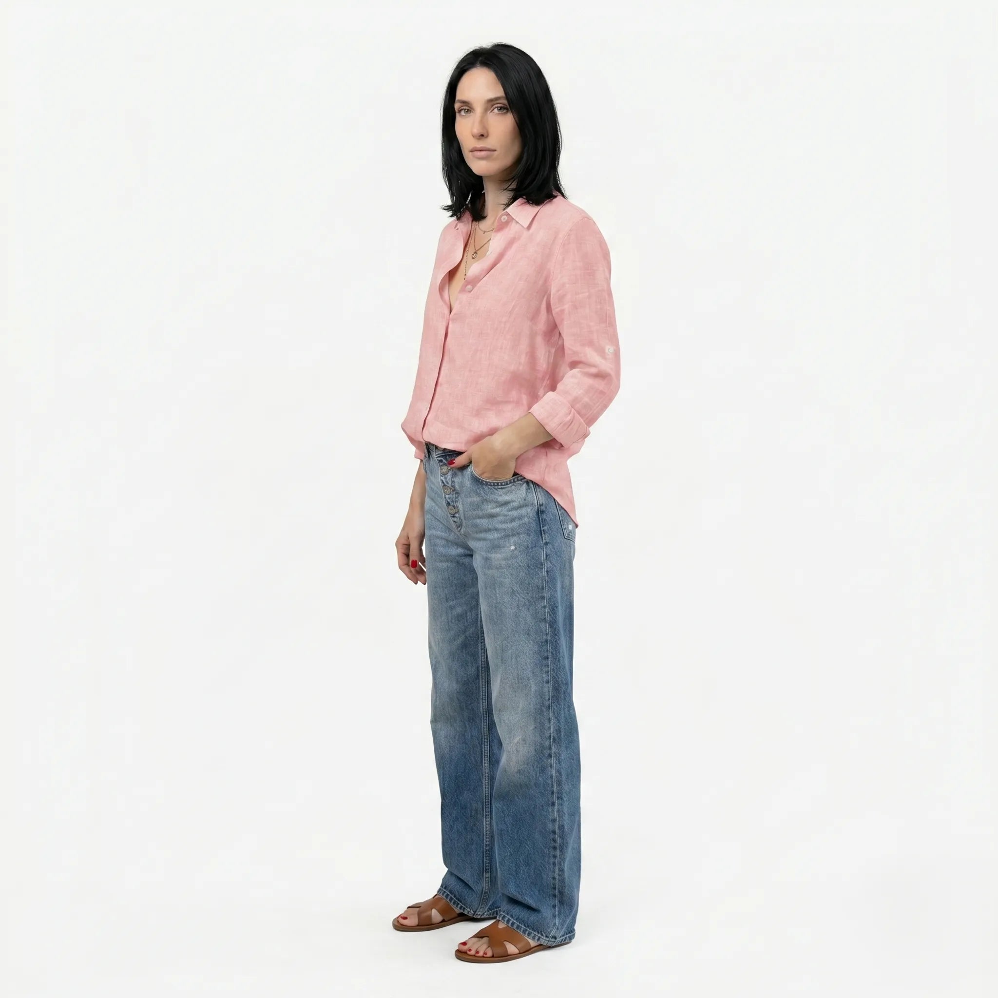 Oldevaine | Women's Button Up Long Sleeve Shirt with Classic Collar - optimize
